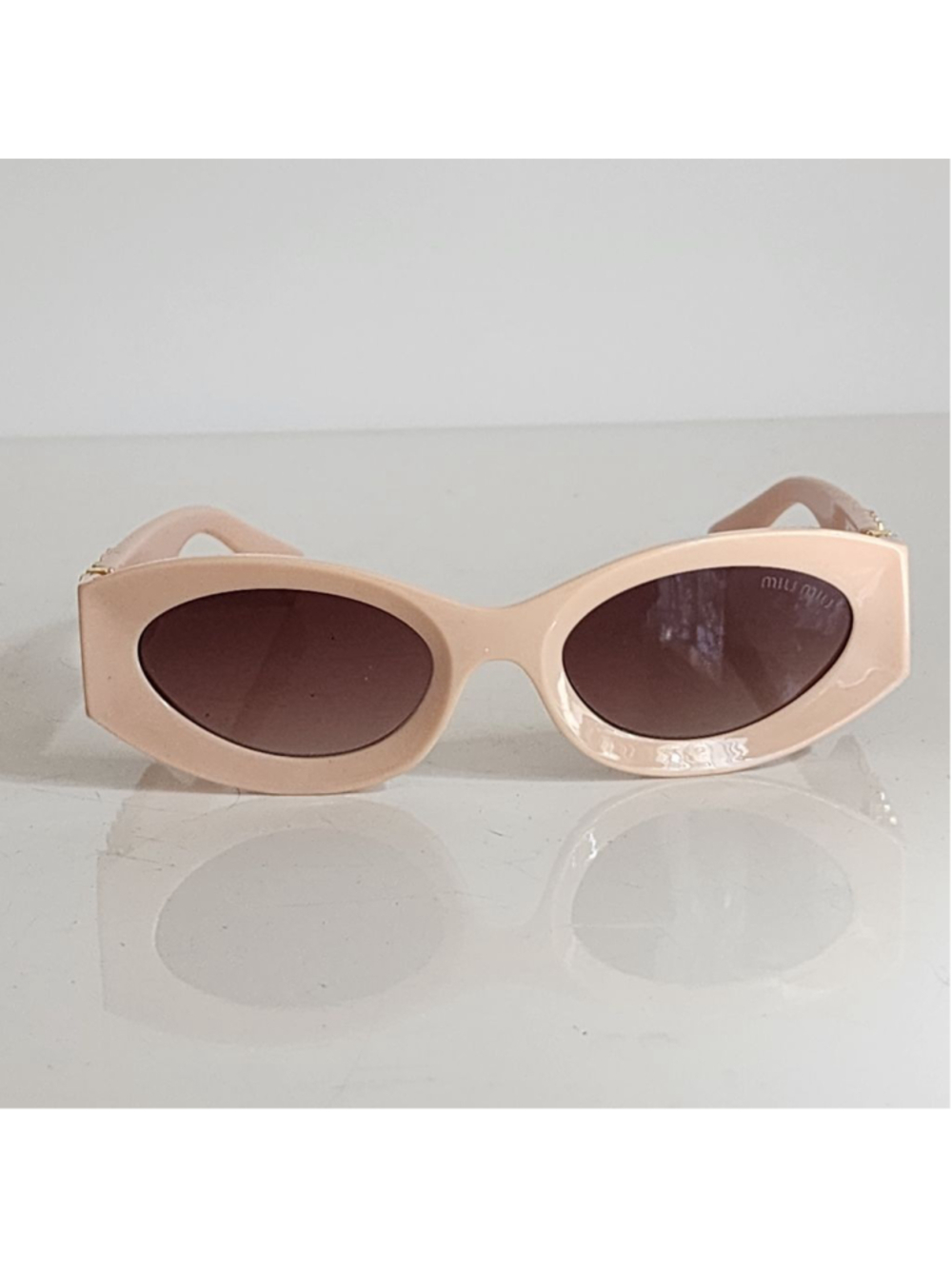 MIU MIU NEW Pink Gold Oval Sunglasses SMU11WS - Picture 3 of 10